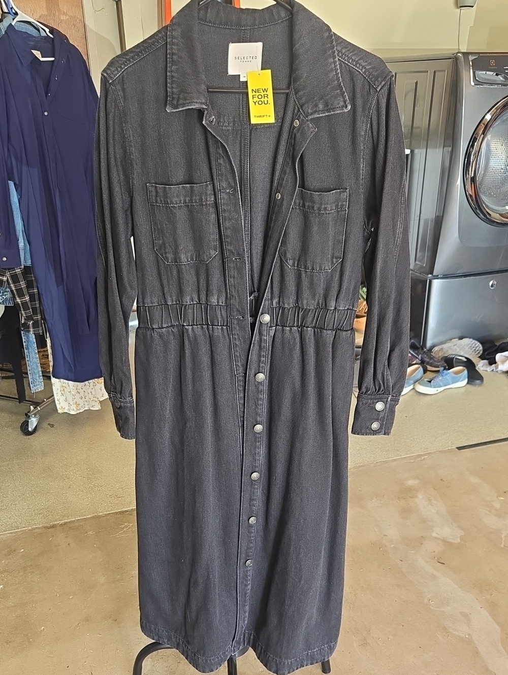 NWT Black Maxi Denim Shirt Dress